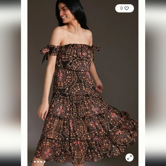 Misa Micaela Off the Shoukder Printed Maxi Dress Medium - Picture 3 of 9